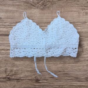 NWT white crochet lined crop/swim top